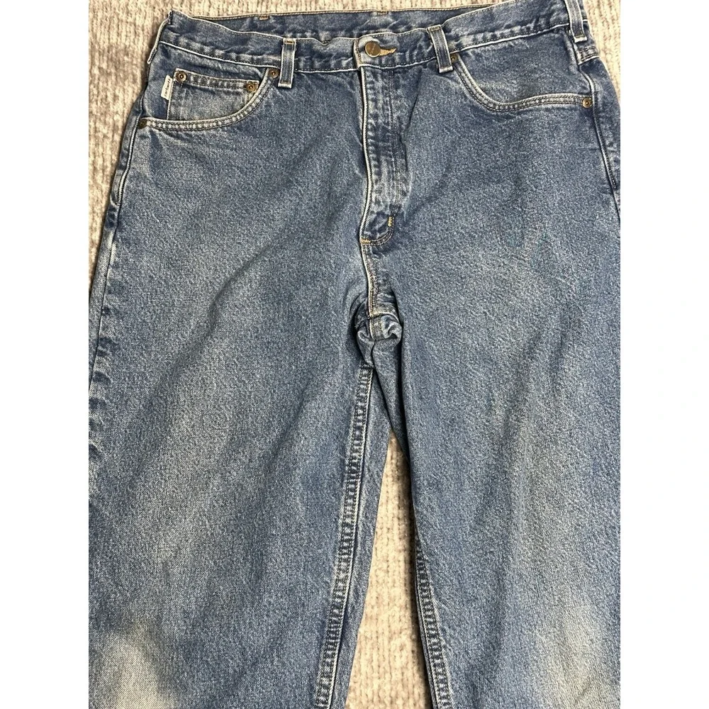 Vintage Carhartt Flannel Lined Jeans Men 35x34 B172 DST Blue Denim Workwear